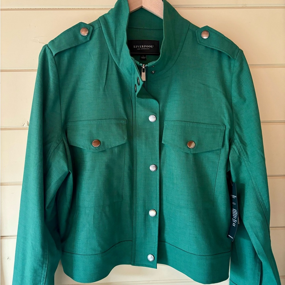 Liverpool NWT Crop Utility Jacket in Serpentine Sz L